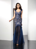 Trumpet/Mermaid Sweetheart Lace Sleeveless Long Net Dresses TPP0003481