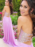 A-Line/Princess Sleeveless Sweetheart Chiffon Applique Sweep/Brush Train Dresses TPP0002956