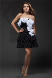 A-Line/Princess Strapless Ruffles Hand-Made Flower Sleeveless Short Taffeta Cocktail Dresses TPP0009018