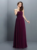 A-Line/Princess Strapless Pleats Sleeveless Long Chiffon Bridesmaid Dresses TPP0005318