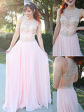 A-Line/Princess Chiffon Crystal Scoop Sleeveless Floor-Length Dresses TPP0004594