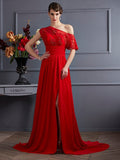 A-Line/Princess One-Shoulder Sleeveless Applique Long Chiffon Dresses TPP0002682