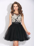 A-Line/Princess Scoop Ruffles Sleeveless Short Net Dresses TPP0008458