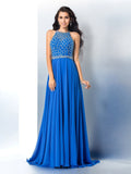 A-Line/Princess Scoop Beading Long Sleeveless Chiffon Dresses TPP0002856