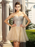 A-Line/Princess Sweetheart Ruffles Sleeveless Short Organza Cocktail Dresses TPP0008775