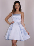 A-Line/Princess Satin Bowknot Spaghetti Straps Sleeveless Short/Mini Dresses TPP0004843