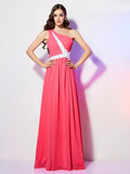 A-Line/Princess One-Shoulder Sleeveless Beading Long Chiffon Dresses TPP0004465