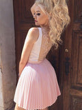 A-Line/Princess Satin Pleats V-neck Sleeveless Short/Mini Dresses TPP0008746