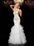 Trumpet/Mermaid Sweetheart Beading Sleeveless Long Organza Dresses TPP0009094