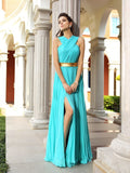 A-Line/Princess Pleats Sleeveless Long Chiffon Dresses TPP0003309