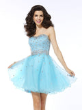 A-Line/Princess Sweetheart Ruffles Sleeveless Short Organza Cocktail Dresses TPP0008860