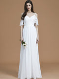 A-Line/Princess Spaghetti Straps Sleeveless Floor-Length Ruffles Chiffon Bridesmaid Dresses TPP0005400