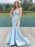 Trumpet/Mermaid Satin Beading Sweetheart Sleeveless Sweep/Brush Train Dresses TPP0004797