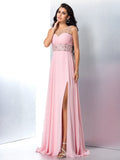 A-Line/Princess Sheer Neck Beading Sleeveless Long Chiffon Dresses TPP0002652