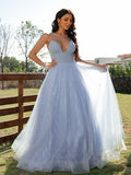 A-Line/Princess Ruffles V-neck Sleeveless Floor-Length Dresses TPP0001573