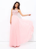 A-line/Princess Jewel Beading Sleeveless Long Chiffon Dresses TPP0002213