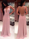 A-line/Princess Straps Sleeveless Beading Floor-length Chiffon Dresses TPP0002253