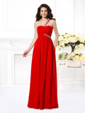 A-Line/Princess One-Shoulder Beading Sleeveless Long Chiffon Dresses TPP0004545