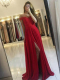 A-Line/Princess Off-the-Shoulder Sleeveless Sweep/Brush Train Beading Chiffon Dresses TPP0002742