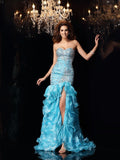 Trumpet/Mermaid Sweetheart Beading Sleeveless High Low Organza Dresses TPP0003178