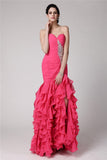 Trumpet/Mermaid Sweetheart Sleeveless Beading Ruffles Long Chiffon Dresses TPP0004547