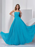 A-Line/Princess Sleeveless Sweetheart Long Beading Chiffon Dresses TPP0003970