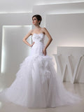 Trumpet/Mermaid Sweetheart Sleeveless Hand-made Flower Organza Wedding Dresses TPP0007000