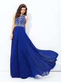 A-line/Princess Scoop Beading Sleeveless Long Chiffon Dresses TPP0002024