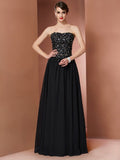 A-Line/Princess Strapless Sleeveless Beading Long Chiffon Dresses TPP0004182