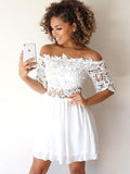 A-Line/Princess Chiffon Applique Off-the-Shoulder 1/2 Sleeves Short/Mini Dresses TPP0008220