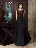 A-Line/Princess Scoop Applique Sleeveless Long Chiffon Mother of the Bride Dresses TPP0007066