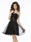 A-Line/Princess Sweetheart Applique Sleeveless Short Satin Cocktail Dresses TPP0008899