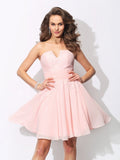 A-Line/Princess Sweetheart Ruffles Sleeveless Short Chiffon Bridesmaid Dresses TPP0005699