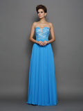 A-Line/Princess Sweetheart Applique Sleeveless Long Chiffon Dresses TPP0004423