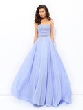 A-line/Princess Strapless Beading Sleeveless Long Chiffon Dresses TPP0003600