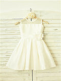 A-line/Princess Scoop Sleeveless Hand-made Flower Tea-Length Chiffon Flower Girl Dresses TPP0007867