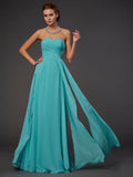 A-Line/Princess Sleeveless Pleats Sweetheart Long Chiffon Dresses TPP0003905