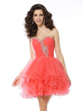 A-Line/Princess Sweetheart Ruffles Sleeveless Short Satin Cocktail Dresses TPP0008947