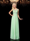 A-line/Princess Scoop Beading Sleeveless Long Chiffon Dresses TPP0004138