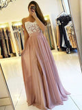 A-Line/Princess Sleeveless Spaghetti Straps Floor-Length Applique Chiffon Dresses TPP0002910