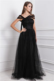 A-Line/Princess Bateau Sleeveless Ruffles Long Net Dresses TPP0009131