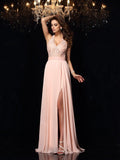 A-Line/Princess Halter Lace Sleeveless Long Chiffon Dresses TPP0001882