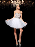 A-Line/Princess Sweetheart Beading Sleeveless Short Net Cocktail Dresses TPP0008575