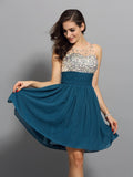 A-Line/Princess Bateau Rhinestone Sleeveless Short Chiffon Cocktail Dresses TPP0008498