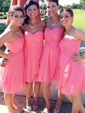 A-Line/Princess Sleeveless Short/Mini Sweetheart Chiffon Bridesmaid Dresses TPP0005568