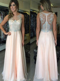 A-Line/Princess Scoop Sleeveless Beading Floor-Length Chiffon Dresses TPP0002712