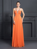 A-Line/Princess Halter Beading Sleeveless Long Chiffon Dresses TPP0004399