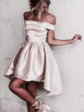 A-Line/Princess Sleeveless Off-the-Shoulder Satin Short/Mini Dresses TPP0007963