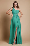 A-Line/Princess One Shoulder Sleeveless Beading Long Chiffon Dresses TPP0004662