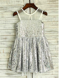 A-line/Princess Scoop Sleeveless Tea-Length Sequins Flower Girl Dresses TPP0007801